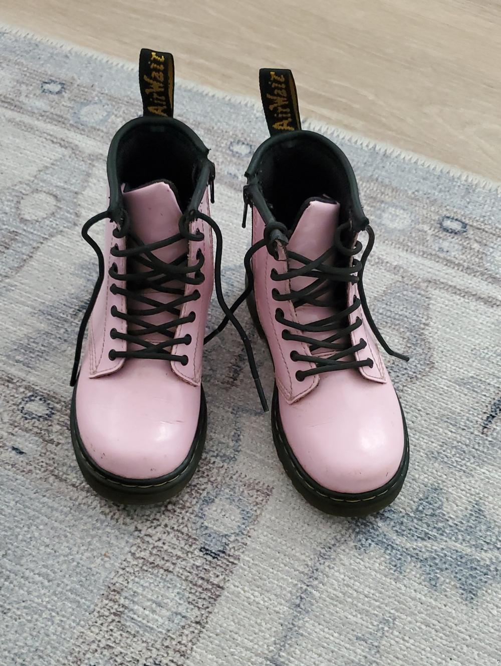 Dr. Martens Kids Pink Patent Leather Lace and Zip Boots sz10